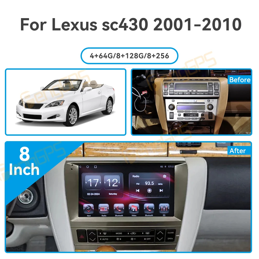 Автомобильный радиоприемник для Lexus SC430 2001 - 2010 Android 2Din стереоприемник Авторадио