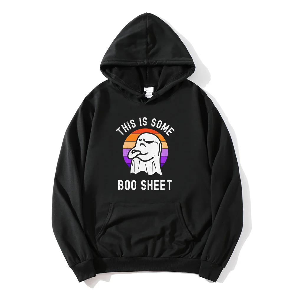 

This Is Some Boo Sheet Hoodie Funny Halloween Sweatshirts Women Halloween Graphic Tops Funny Ghost Clothes Halloween Gift