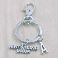 wrestling mom keyring letter car key chain ring lobster clasp initial charm women jewelry accessories pendants metal