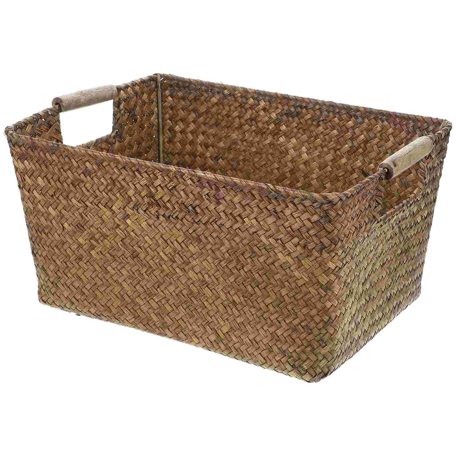 

Woven Storage Basket Seagrass Baskets Decorative Bin Small Simple Portable Case