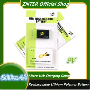 ZNTER USB Rechargeable 9V Lipo Battery S19 9V 600mAh RC Battery For Microphone and RC Camera Drone Accessories with Usb Cable