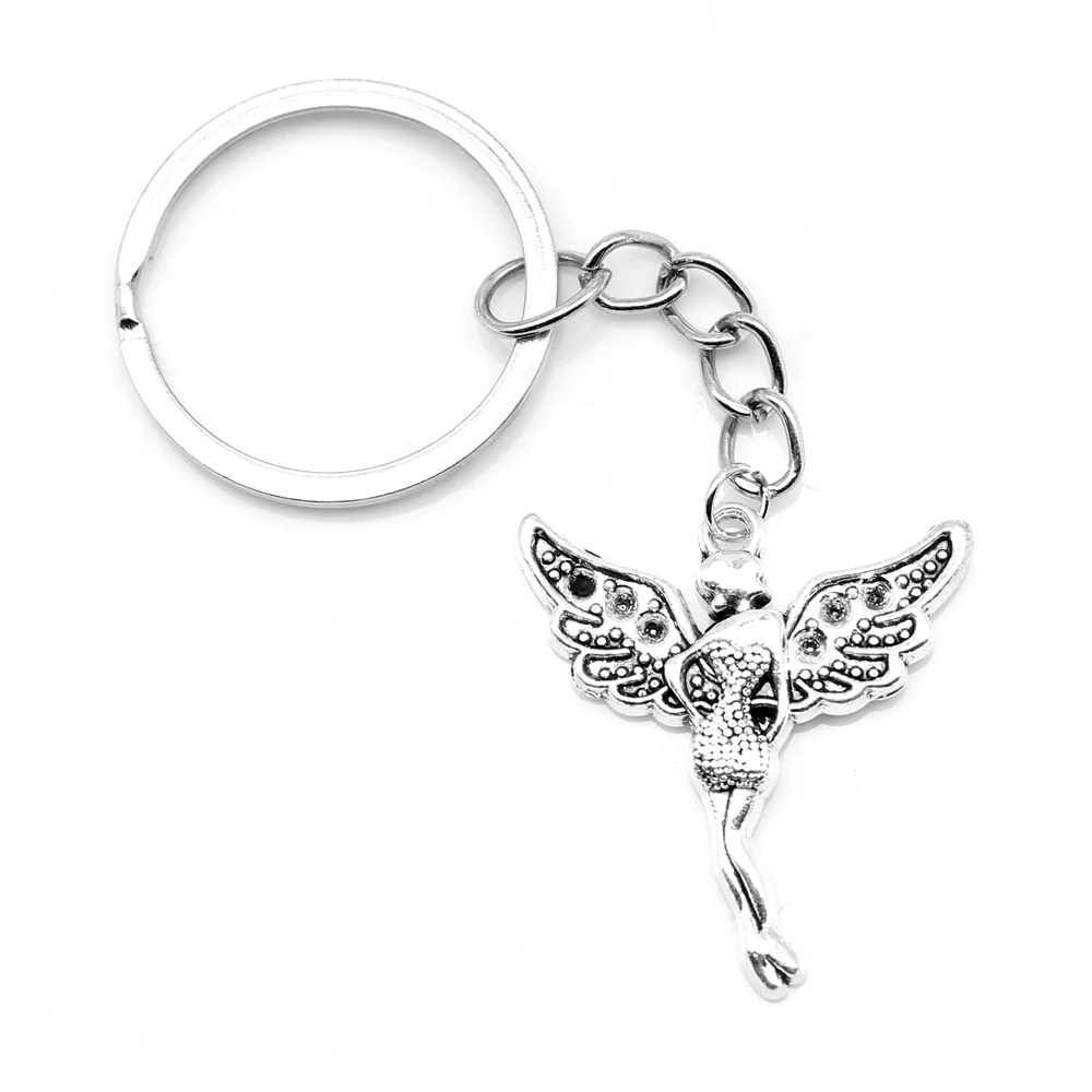 

1pcs Antique Silver Color 30x32mm Angel Keychain Handmade Jewerly Diy