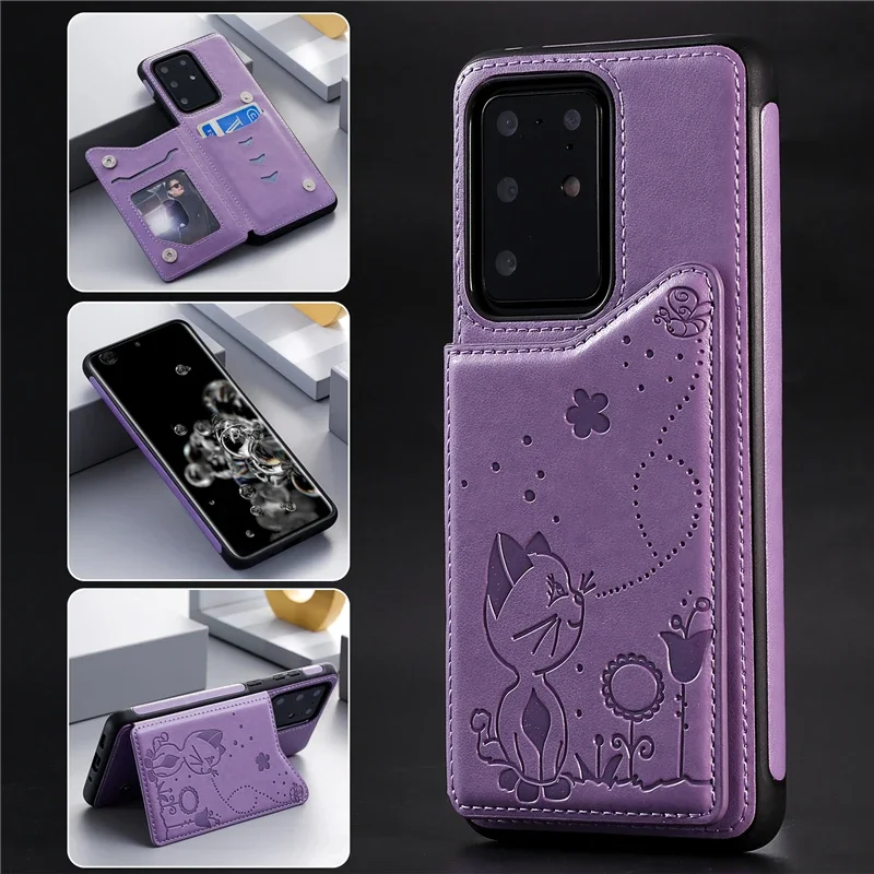 Чехол с тиснением пчелы и кота для Samsung S8 S9 S10 S20 Plus E FE S21 Ultra Note 8 9 10 20 A50 A50S A30S