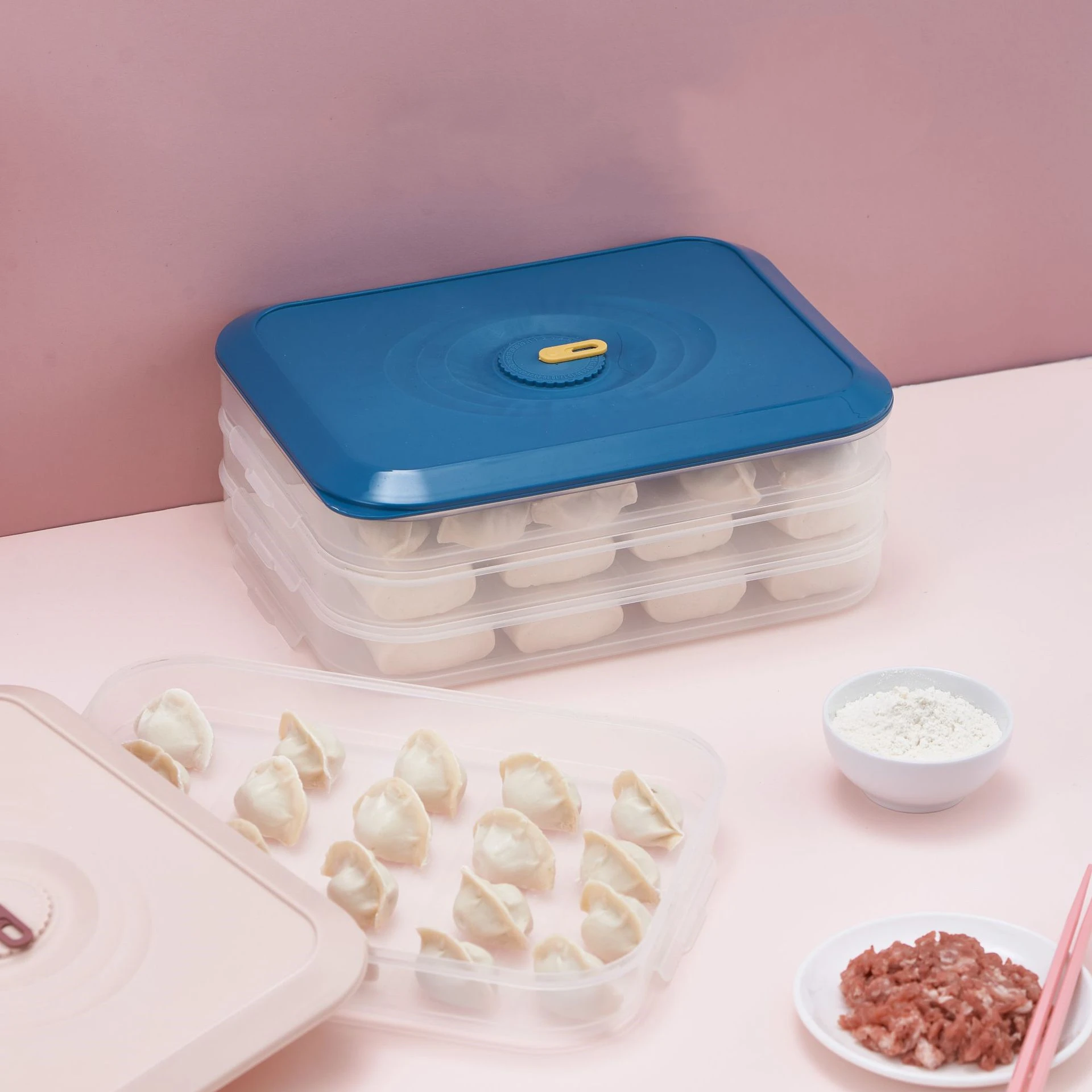 

Кухонный Контейнер для хранения, холодильник, прозрачная коробка, можно укладывать, герметичная коробка Wonton, многослойная коробка для пель...