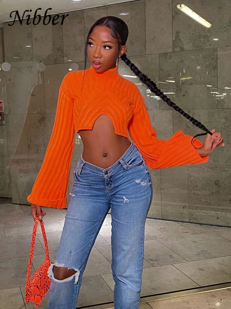 Осенние однотонные пуловеры Nibber одежда для женщин о-образный вырез средней длины