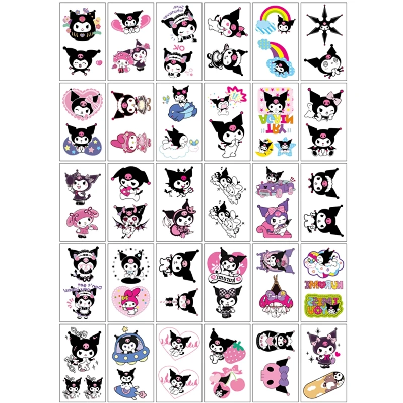 25 шт. Sanrio Kuromi Hello Kitty Мультяшные аниме Переводные татуировки водостойкие