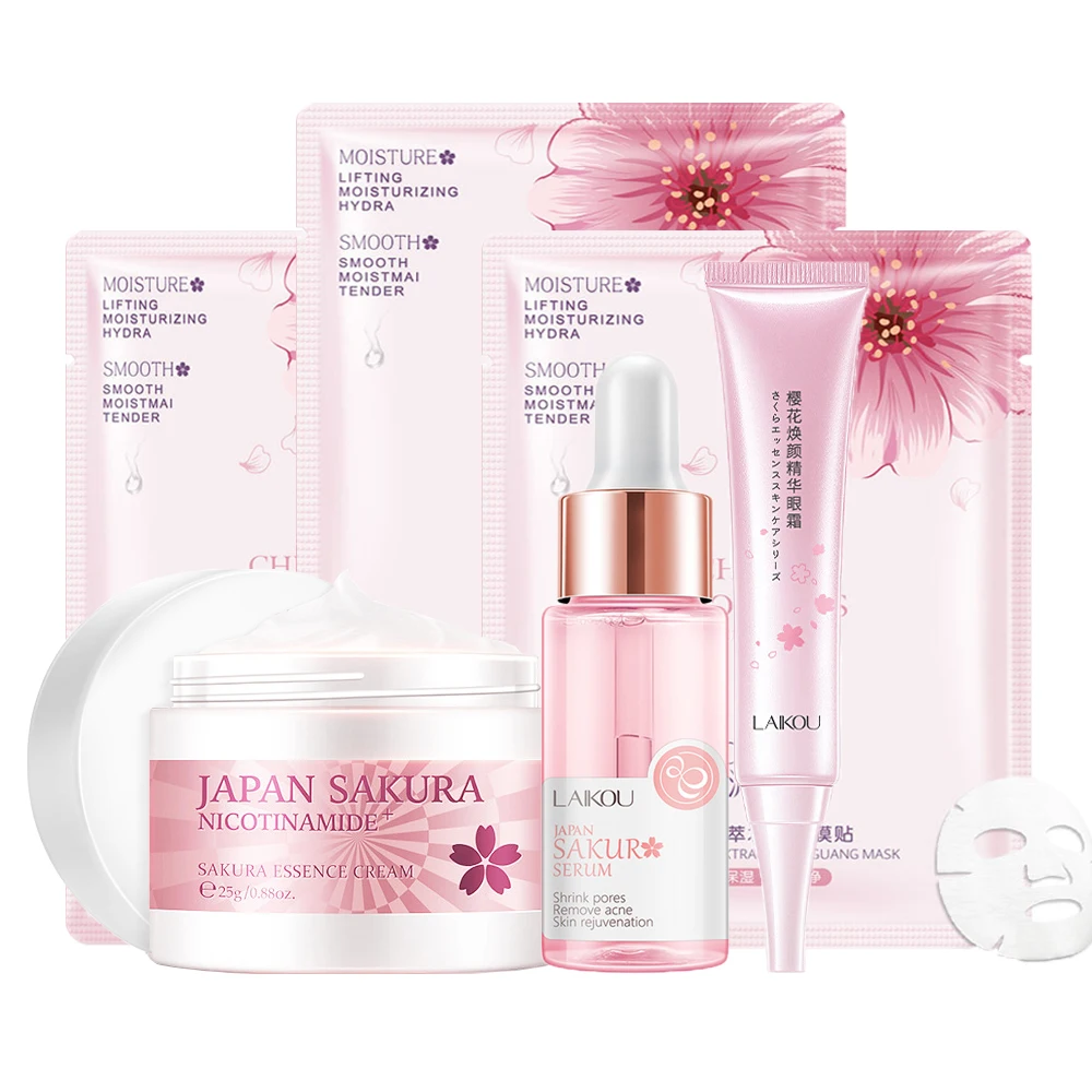 Набор для ухода за кожей с японской сакурой маска лица дневной крем увлажняющий