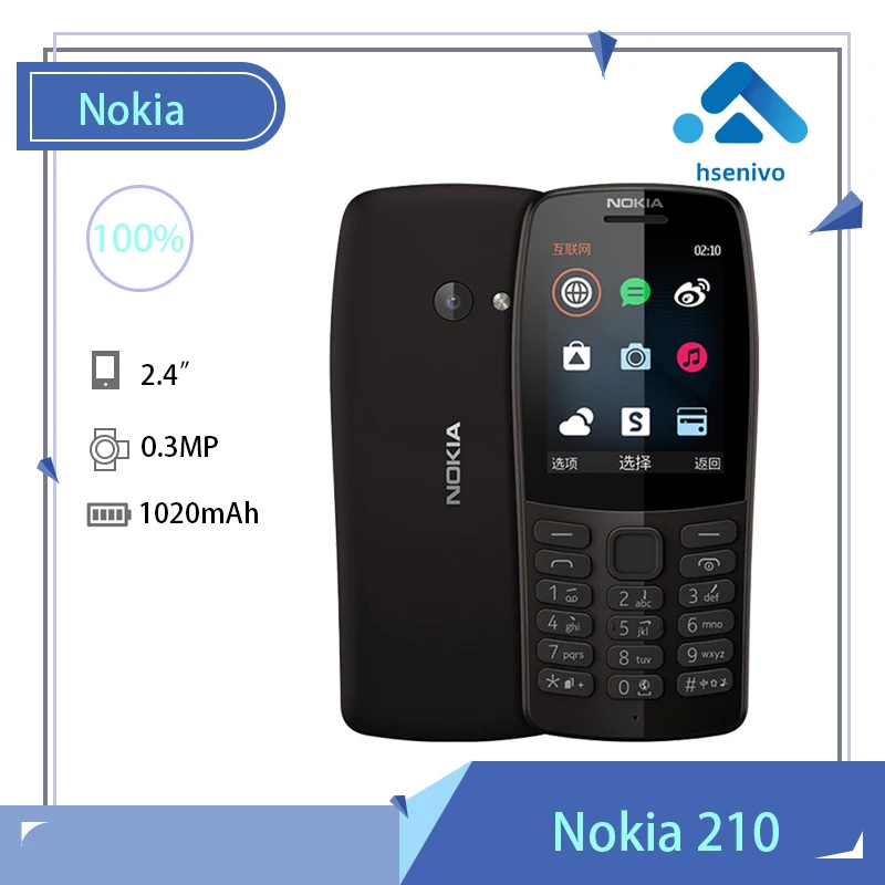 

Nokia 210(2019) Dual Sim Cards Card Refurbished-Original Unlocked GSM 2.4` 2MP QWERTY Keyboard