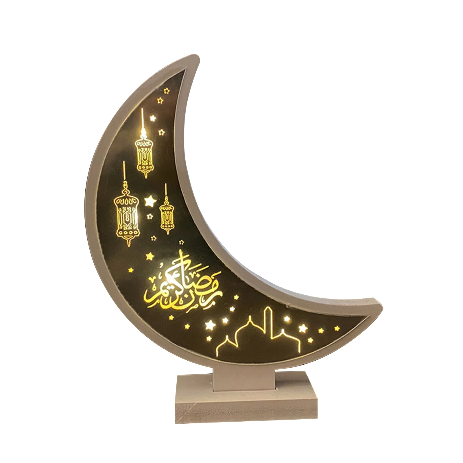 

Праздничный светильник в виде Луны, светильник в виде Рамадана, деревянное украшение, декоративный светодиодный ночсветильник для праздни...