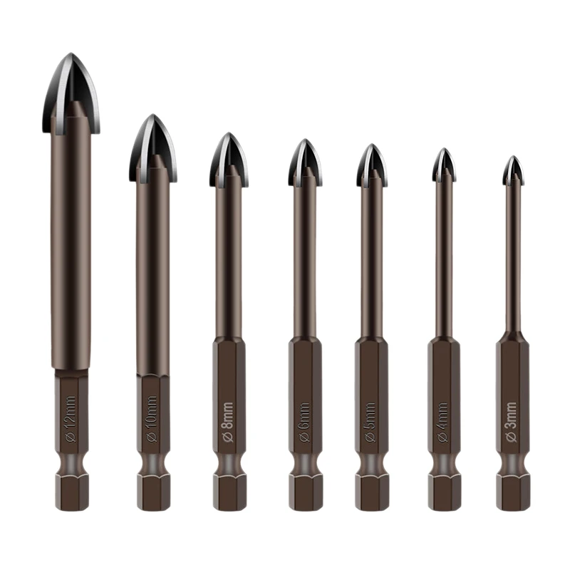 

7Pcs Cemented Carbide Drill Bit Tools Multifunction Bits for Ceramic Tile Concrete Brick Wall Glass