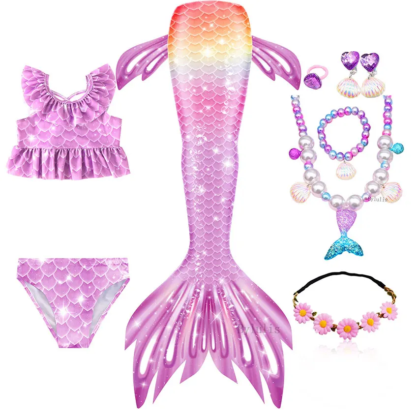 Детский костюм Русалочки для девочек Фэнтезийный купальник с хвостом косплея на