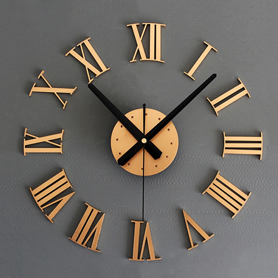 

Practical DIY Luxury 3D Roman Numerals Wall Clock Large Size Home Decoration Art Clock HOT (color:gold)