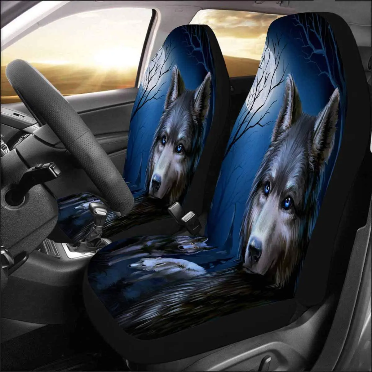 

Fit Custom Wolf Protector Two Чехлы для передних сидений автомобиля Set -100% дышащий