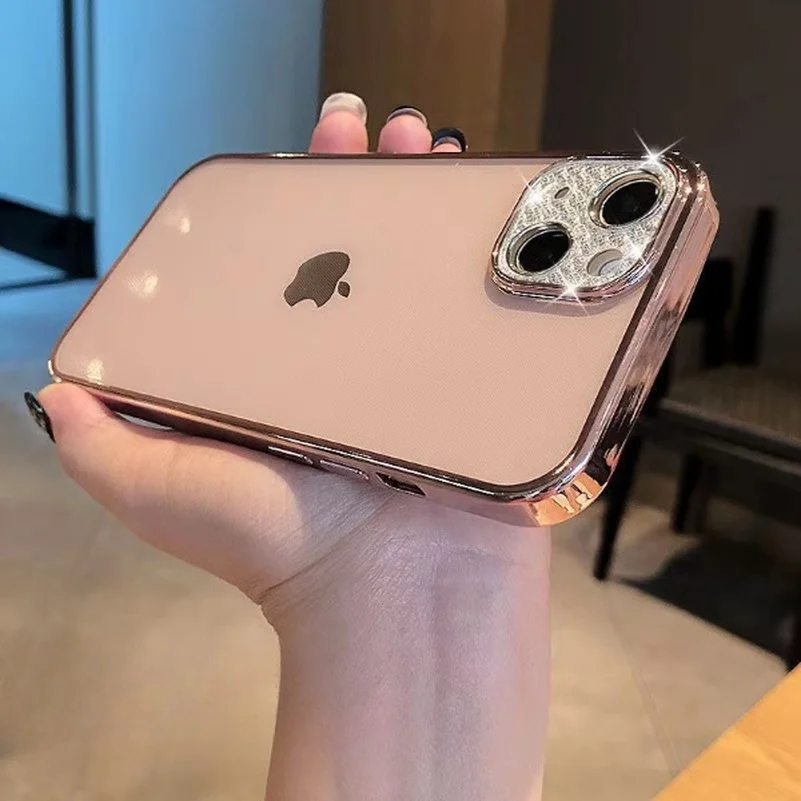 

Блестящий Защитный чехол для камеры iPhone 13 Pro Max 11 12 13 Pro Xs Max X Xr 7 8 Plus, прозрачный мягкий чехол с покрытием