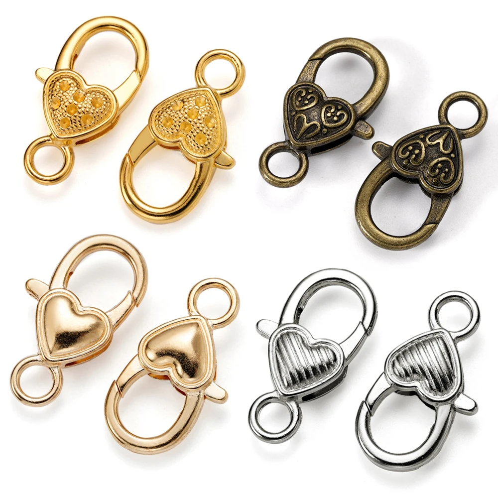 

5/10pcs 26x15mm Heart Shape Lobster Clasp Hooks Keychain Clasps For Jewelry Making DIY Bracelet Necklace Connectors Accessories