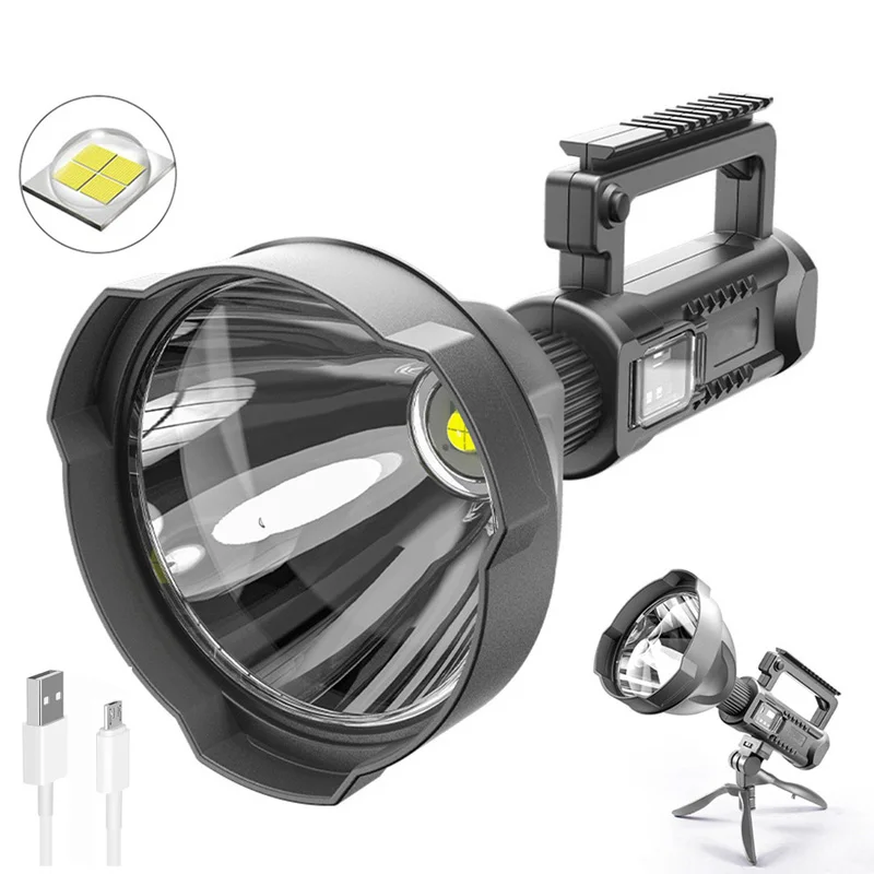 

10W Super Bright Spotlight Torch 4 Modes Flashlight Work Lamp USB Rechargeable XHP70 XHP50 LED Searchlight with Tripod