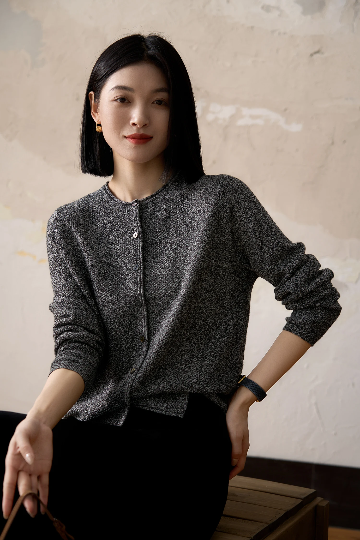 Итальянский ремесленный кашемировый кардиган из органической