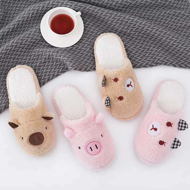 

Женские зимние тапочки Chinelos Pantufas взрослые модные домашние тапочки Мишка свинка домашние тапочки с мехом Новая Домашняя обувь для женщин