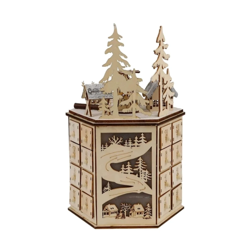 D0AD Рождественский деревянный календарь приключений с обратным отсчетом 24 ящика