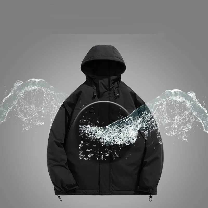 Couple Hooded Sweater Outdoor Sports Waterproof Jackets Loose Cotton Padded Jacket Winter Thickened Warm Coat Men Clothing