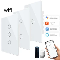 wifi smart touch switch tuya app alexa google home voice control 110v 220v 1234gang neutral wire home install light switch