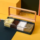 Бытовая кухонная коробка для хранения приправ, стеллаж для соли, перца, специй, сахарница, кухонное оборудование, набор, коробка для специй, инструмент для хранения