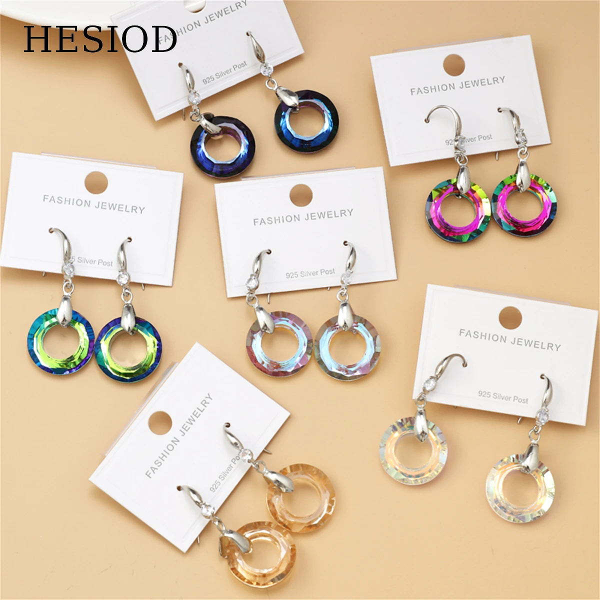 

Six Styles Classic Designer Coloful Zircon Circle Drop Dangle Earring For Women Silver Color Female Jewelry Accessories Gifts