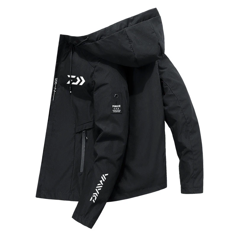 Daiwa Long Sleeve Outdoor Fishing Clothes Men Fishing Jacket Hooded Coat Waterproof Windbreaker Fishing Jerseys Outwear