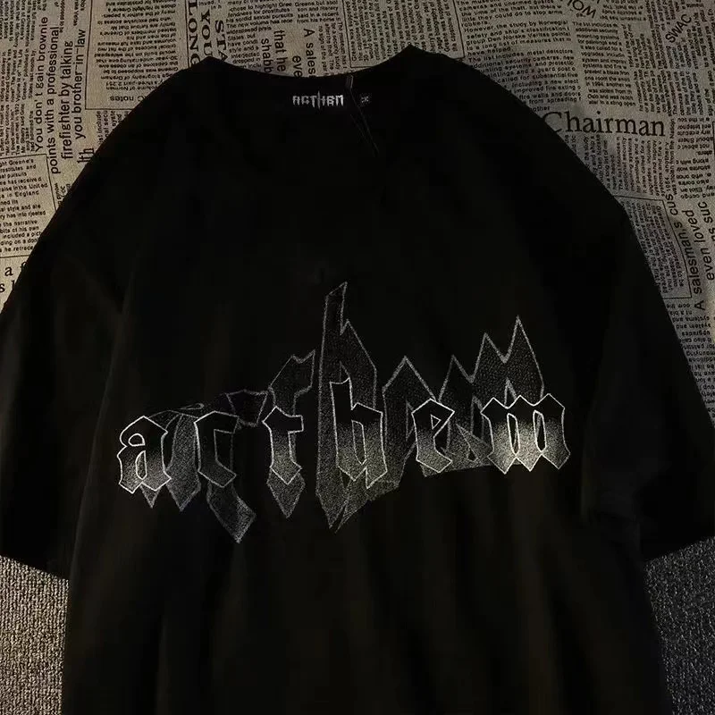 

Футболка мужская/женская свободная с коротким рукавом, универсальная ретро рубашка в американском стиле, в стиле хип-хоп, модный топ с коротким рукавом, Y2K, лето 2023