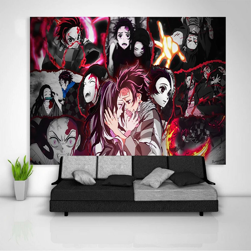 

Demon Slayer Home Decoration Tapestries Wall Hanging Tapestry Headboards Aesthetic Room Decor Wallpaper Art Accessories Bedroom