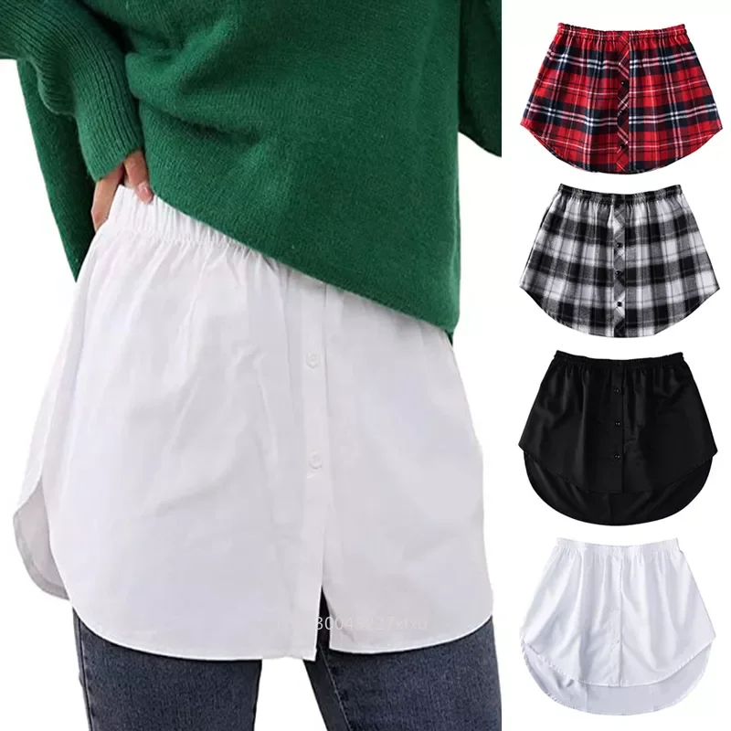 

Shirt Extenders Women Fake Shirt Tail Irregular Skirt Blouse Tail Hem Soft Cotton Detachable Underskirt Casual Sweater Hemline