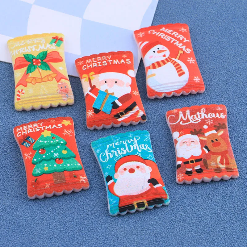 

100pcs Kawaii Christmas Candy Resin Cabochon Flatbacks Scrapbook Phone Case Decoration DIY Hair Bows Center Crafts Accessories