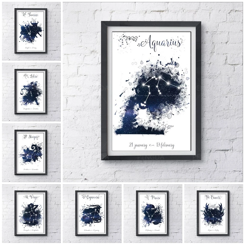 

Home Decor Prints Paintings Pictures Constellation Wall Art Modular Black Letter Cute Modern Canvas Poster Bedside Background