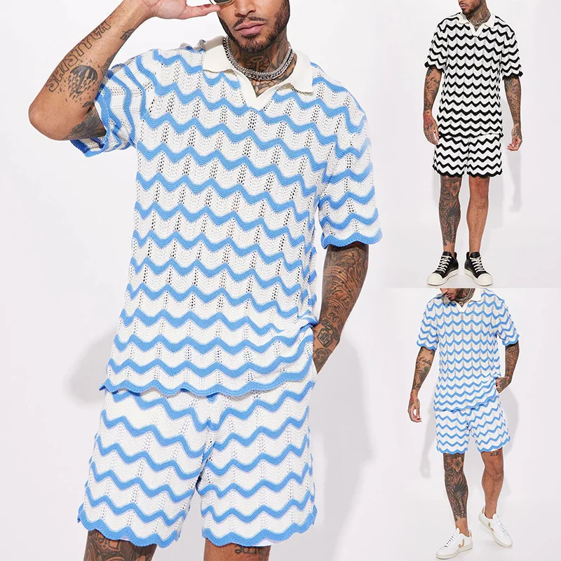 

Summer men's woolen shirt European and American sports casual suit