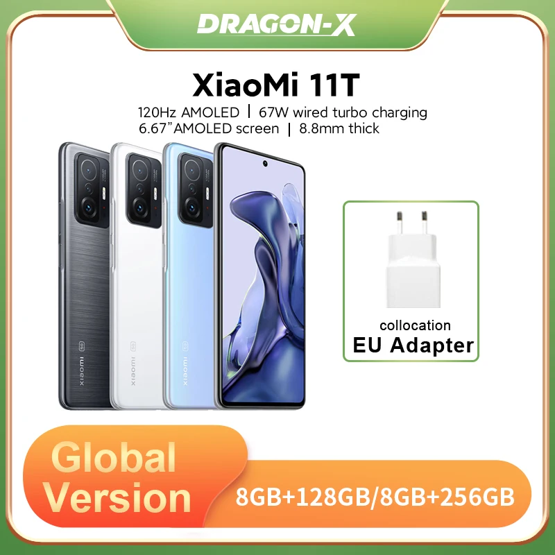 Глобальная версия смартфона Xiaomi 11T 128 ГБ/256 ГБ MediaTek Dimensity 1200-Ultra Octa Core 108MP Camera 5000 мАч