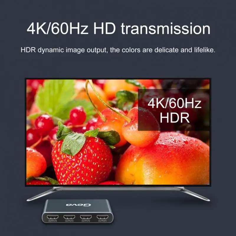 

4K 1080p HDCP HDMI-совместимый сплиттер 1x4 усилитель сигнала Аудио Видео распределитель для проекторов 1 в 4 выход