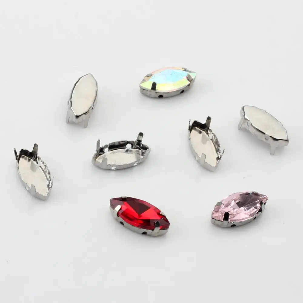 

Rhinestone Metal Base Copper Empty Claw Set Fancy Gemstone Oval Shape Crystal Claw Firmly Inlaid 7*15MM 10pcs/lot For DIY