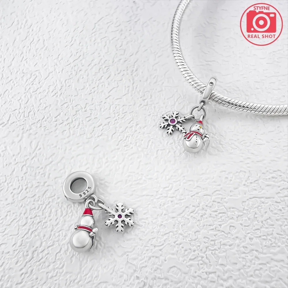 Символы 2025 новогодние бусины стерлинговое серебро 925 пробы красная