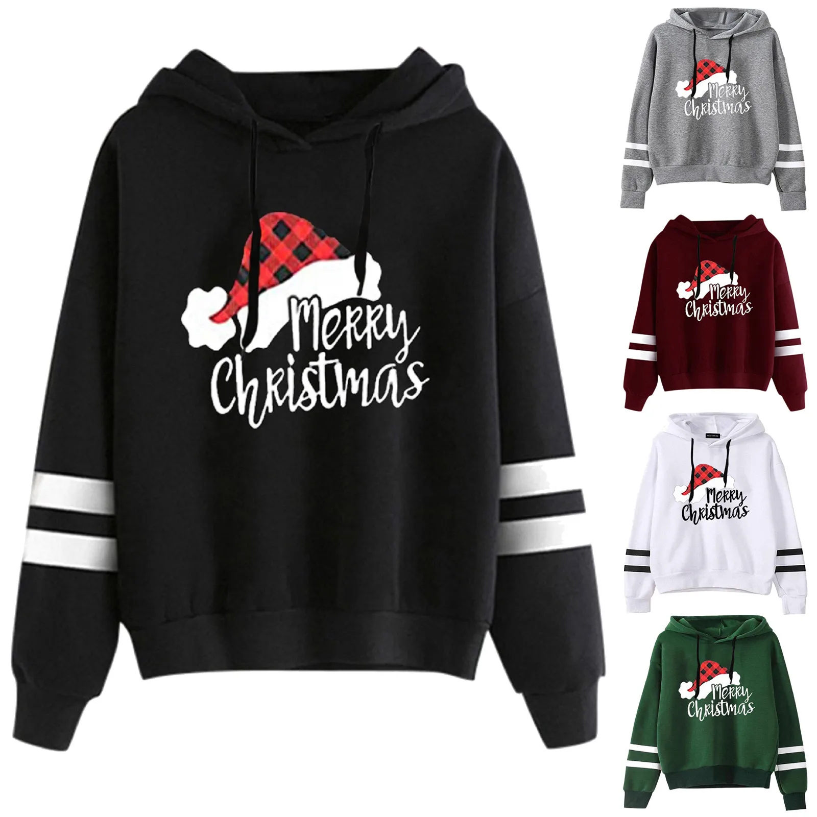 

Женские толстовки на молнии спереди с капюшоном и рождественским принтом, свитшот с длинным рукавом, длинная рубашка для йоги