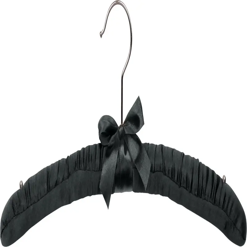 

HANGER Black Satin Padded Top Hanger with Studs for Hanging Straps, 100 Pack