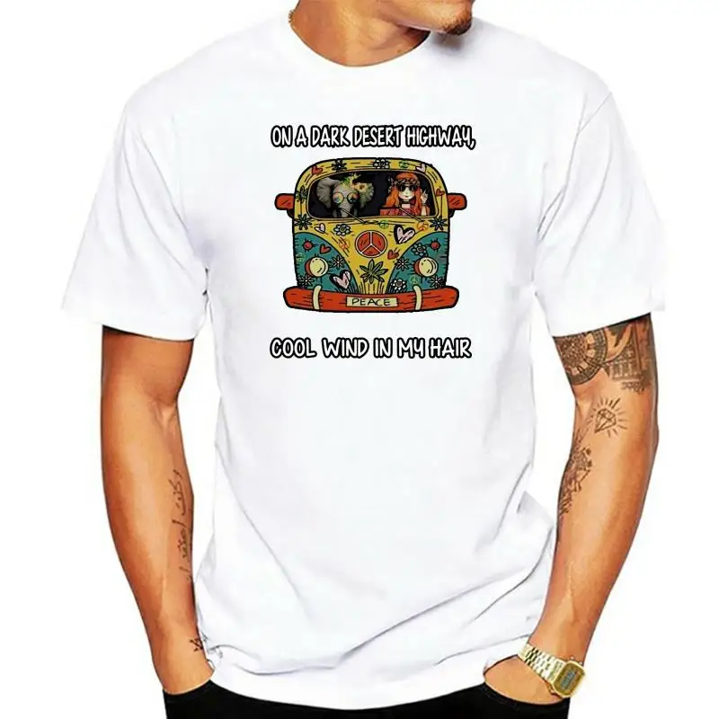 

On A Dark Dessert Highway Cool Wind In My Hair Hippie Black T Shirt M 6 Xl