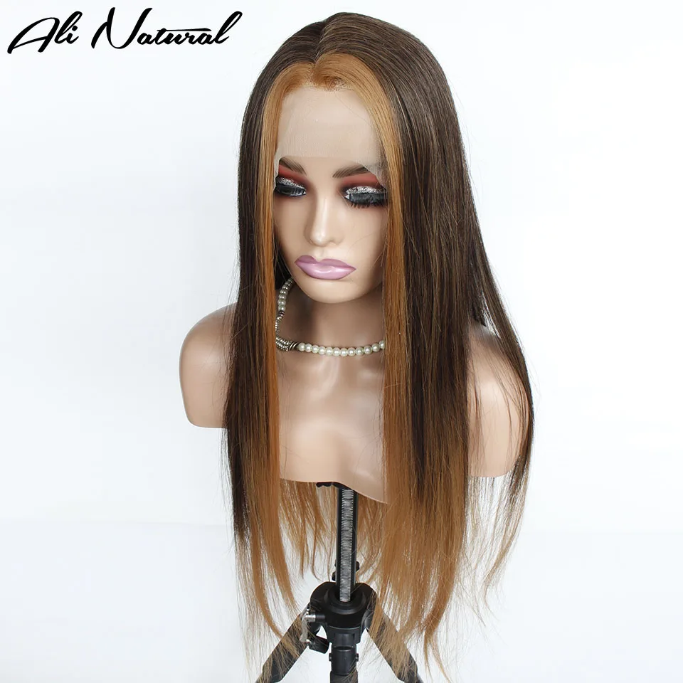 

Ombre 27 Highlight Long Synthetic Hair Gluless Lace Wig T Part Lace Front Wig Pre Heat Resistant Fiber Glueless Soft Cosplay Wig