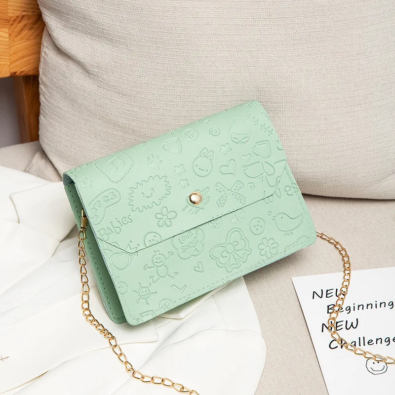 Ladies Bags 2023 New New Embossed Small Square Bag Summer Fashionable Simple Retro One Shoulder Crossbody Bag