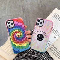 fashion flowers smiley phone cases for iphone 13 12 11 pro max xr xs max 8 x 7 se 2020 couple gradient color tpu soft cover