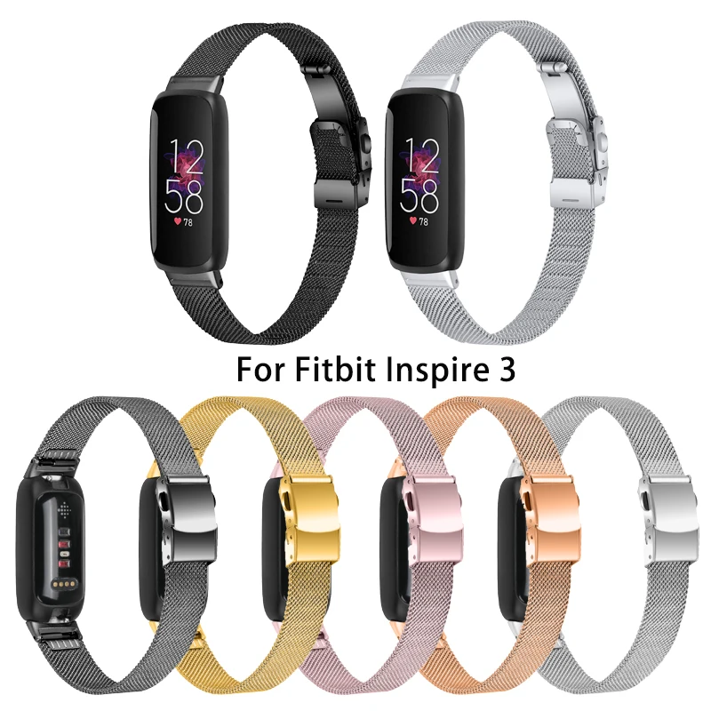 Ремешок из нержавеющей стали для смарт-браслета Fitbit inspire 3, металлическая пряжка Correa Tortoid, аксессуары для fitbit inspire 3