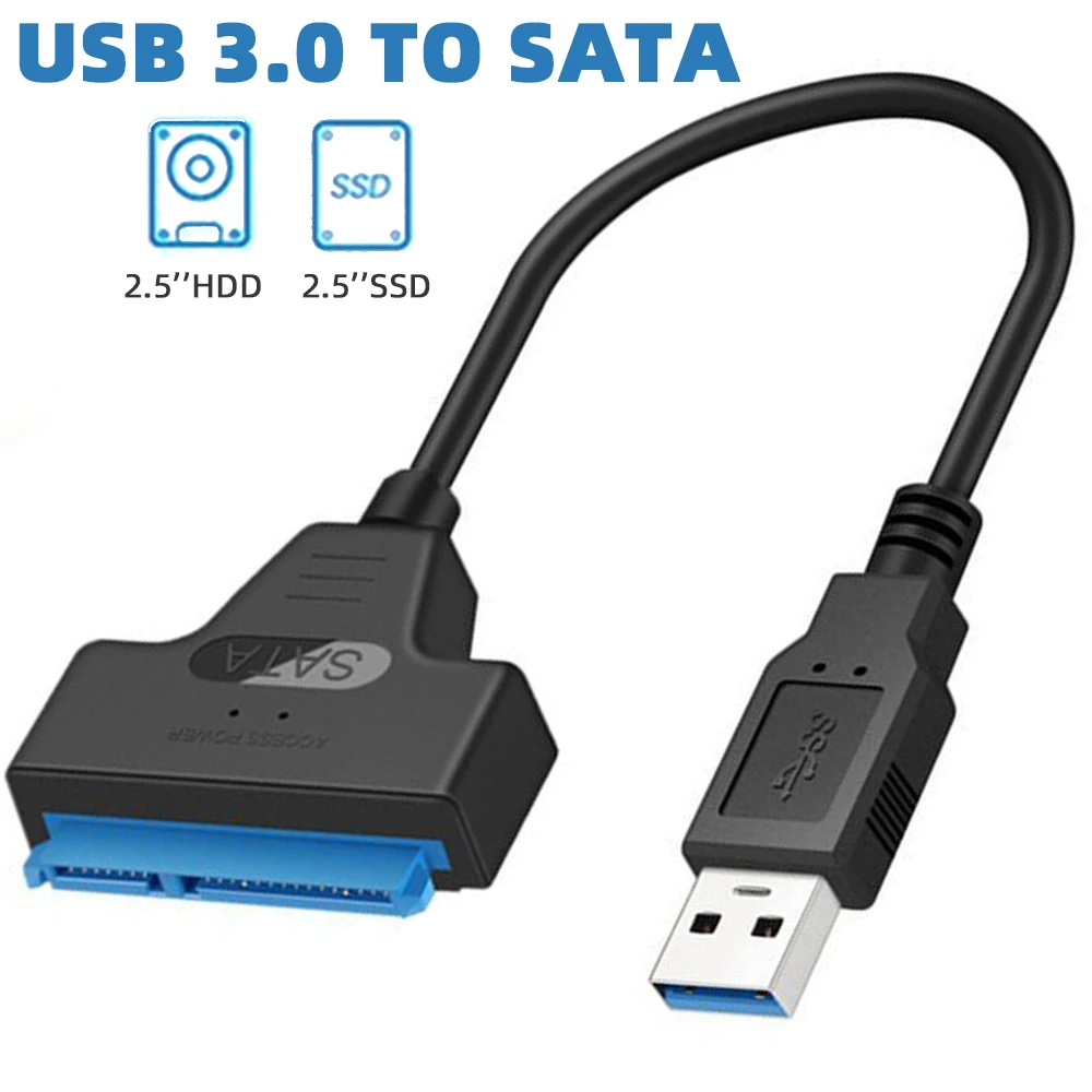 

USB 3.0/2.0 to SATA 22pin Cable Adapter Converter Lines HDD SSD Connect Cord Wire for 2.5in Hard Disk Drives for Solid Disk