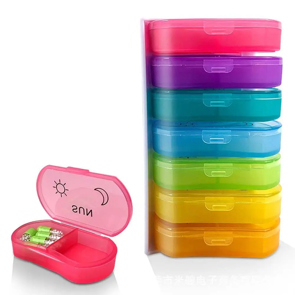 

Strong Tightness Pill Box Colorful Vitamins Storage Accessories Weekly Pill Case Medicine Organizer Outdoor