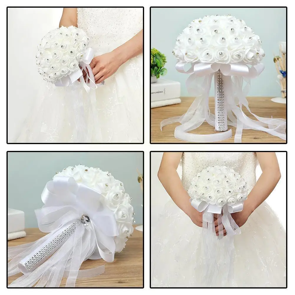 

Wedding Fake Flowers Bridal Bouquets Bridesmaid Rose Of White Lily Valley The Supplies Centerpiece Bride Hydrangea Artifici I8V5