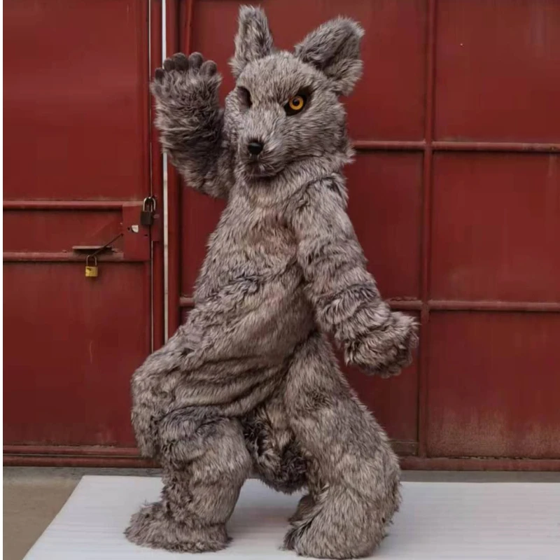 Костюм-талисман для косплея Серый Волк Хаски собака согнутые ноги костюм