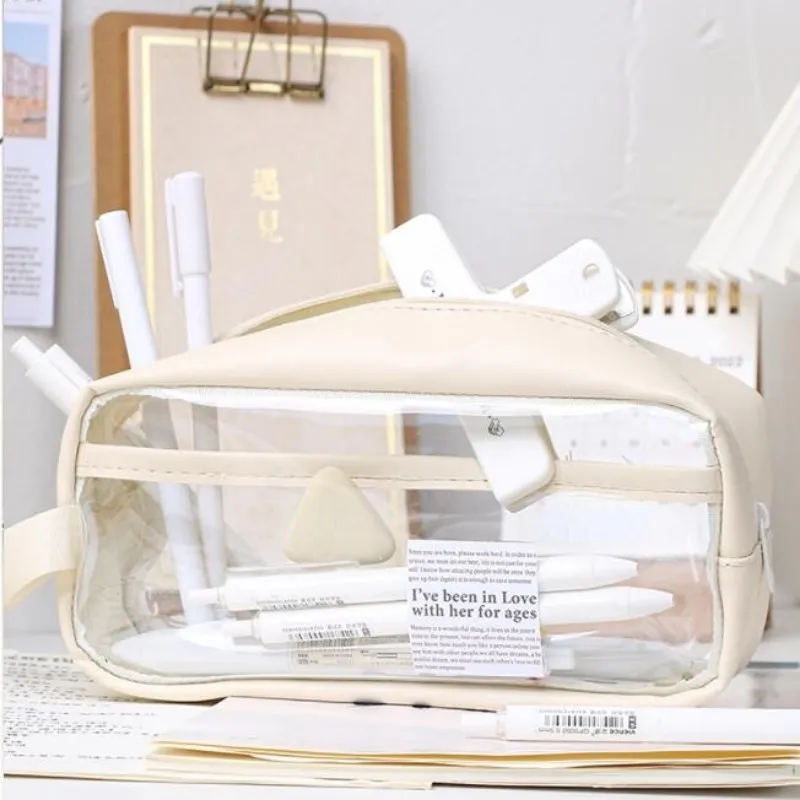 

Big Capacity Student Pencil Bag Transparent Stationery Holder Waterproof Pen Case Zipper Pencil Pouch Storage Bag